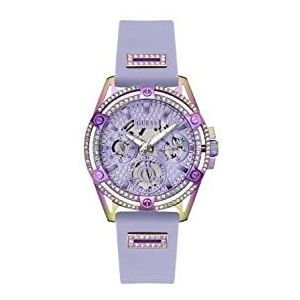 GUESS Dames 40 mm horloge, Paars/Lavendel/Iriserend, KONINGIN