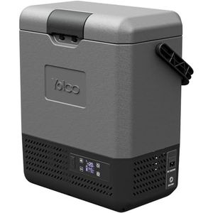 Yolco ET8 Carbon koelbox, koelkast, vriesbox, mini draagbare elektrische koelbox met compressor 12/24 V DC voor auto, vrachtwagen, boot en stopcontact met USB-aansluiting, -20 °C, grijs