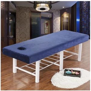 JMORCO Massagebedhoes, dik, fluweel, schoonheidssalon, massagetafel, hoeslaken, huidvriendelijke massageplaat, SPA-bedovertrek met gat (diepblauw, 190 x 70)