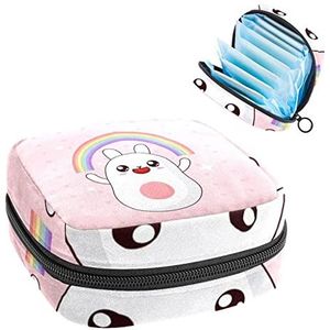 Konijn Rainbow Star, Periode Pouch Draagbaar,Tampon Opbergtas,Tampon Houder voor Portemonnee Vrouwelijke Product Organizer, Meerkleurig, 4.7x6.6x6.6 in/12x17x17 cm