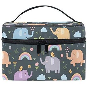 Kleurrijke olifant vogel cosmetische tas organizer rits make-up tassen zakje toilethoes voor meisjes vrouwen