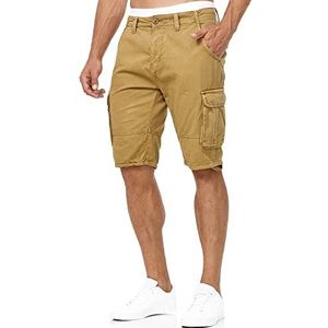 INDICODE Heren Blixt Cargo Shorts | Cargo korte broek met 6 zakken en riem Amber XL