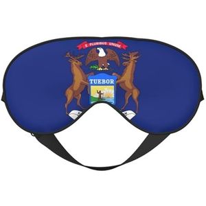 Michigan State Flag Printing Soft Eye Masker, Dubbelzijdige Zachte Oogdekking voor Slaap, Reizen, Yoga, Verstelbare Riem, Blokkeert Licht