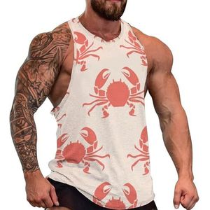 Retro krabben heren tanktop grafische mouwloze bodybuilding T-shirts casual strand T-shirt grappige sportschool spier