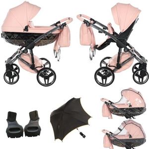 Nieuwheid! Originele Junama Diamond Hand Craft V3 Modulaire Systemen Combikinderwagen 2-in-1 + Originele Adapter Exclusive Prams (02 Apricot)