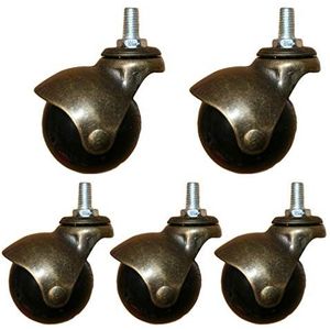 5 stuks zwenkwielen, meubelwielen, zwenkwielen, stoelwielen, draadstang M8 / M10 mm (kleur: 4 Whirl, maat: M10)