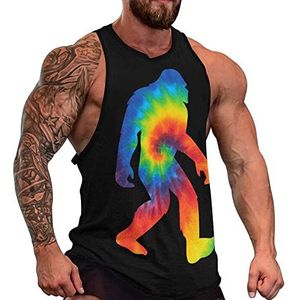 Sasquatch Bigfoot Tie Dye heren tanktop grafisch mouwloos bodybuilding T-shirts casual strand T-shirt grappig gym spier