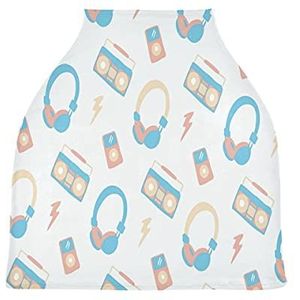 Witte Muziek Kunst Baby Autostoelhoes Luifel Stretchy Nursing Covers Ademend Winddicht Winter Sjaal voor Baby Borstvoeding Jongens Meisjes