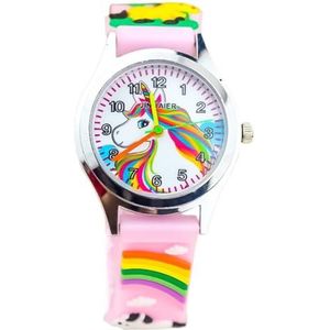 BOSREROY Dames klassieke wijzerplaat horloge: trendy siliconen band eenvoudig schattig cartoon horloge voor vrouwen en kinderen, Roze84, One Size