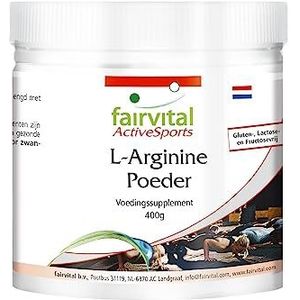 Fairvital | L-Arginine Poeder 400g - 100% zuiver Arginine HCl zonder toevoegingen, 100% veganistisch - aminozuur | Fairvital