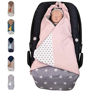 ULLENBOOM ® Baby Wikkeldeken Zomer Roze Grijs (Made in EU) – Deken voor babysjaaltjes & kinderwagens, compatibel met het Maxi Cosi ® autozitje, perfect voor 0 tot 9 maanden