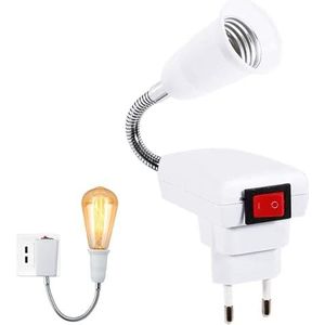 Zerodis E27 lichtstopcontact, adapter met aan/uit-schakelaar, adapter voor schroefdeksel, lampfitting, lampfitting, lamphouder voor doe-het-zelf woondecoratie (eurostekker)