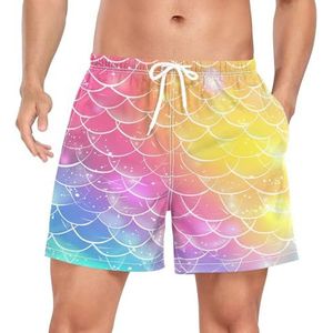 Niigeu Regenboog Marmeren Zeemeermin Weegschalen Zwembroek voor mannen Zwembroek Sneldrogend met, Leuke mode, XL
