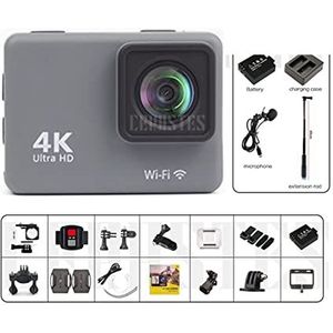 Actiecamera 4K / 60FPS Anti-shake actiecamera met afstandsbediening Scherm Waterdichte sportcamera Drive-recorder(With 64G Card,Action Camera-E)