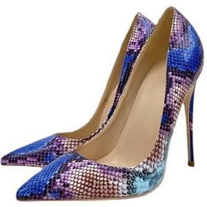 Pumps met naaldhakken van 4,7 inch voor dames - Veelzijdige elegante trouwfeestschoenen, hoge hakken van 12 cm met antislipzool,Blauw,34 EU