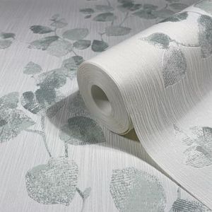 marburg Behang Bloemen Bladtranke Wit-Groen Natuur voor Woonkamer Slaapkamer Keuken Made in Germany 10,05 x 0,53 m