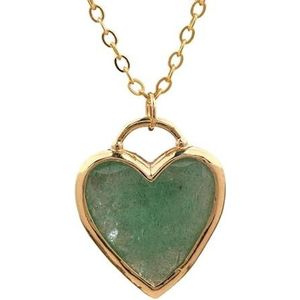 Women Heart Lapis Pendant Gold Chains Necklace Classic Natural Amethyst Roses Quartz Necklace Teengirl Jewelry (Color : Green Strawberry)