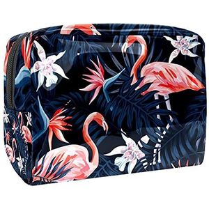Waterdichte cosmetische tassen, tropische palmbladeren bloemen lotus reizen cosmetische tassen, multifunctionele draagbare make-up tassen, reizen cosmetische tas organizer voor vrouwen, MultiColor 08,