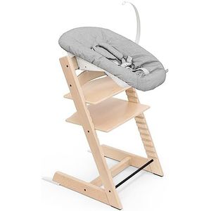 Stokke Tripp Trapp stoel (natuur) met Newborn Set (grijs) - voor pasgeborenen tot 9 kg - gezellig, veilig en eenvoudig te bedienen, Natuurlijk.
