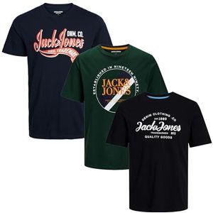 JACK & JONES Heren T-shirt 3-pack grote maten oversized ronde hals O-hals T-shirt 2XL 3XL 4XL 5XL 6XL 7XL 8XL FFA.1z, Pakket van 3 grote maten # 77, 3XL