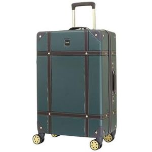 Bagage Koffer Reistas Carry On Hand Cabin Check in Hard-Shell 4 Spinner Wielen Trolley Set | Vintage, Emerald Groen, M - 67 x 41 x 26 cm, Koffer