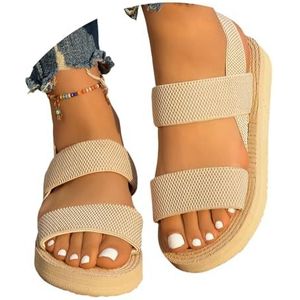 Dames Romeinse Sandalen Zomer Ademend Gebreide Mesh Sandalen Open Teen Slingback Platte Sandalen Student Lichtgewicht Comfortabele Platform Strandschoenen for Buiten(White,42 EU)