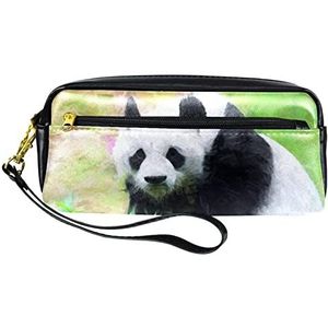 Kleine make-uptas voor dames,lederen make-uptasje,cosmetische reistas,schattige panda Afdrukken