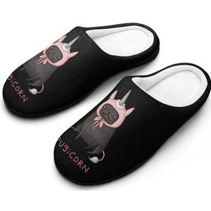 Pugicorn Katoenen Slippers Voor Vrouwen Warme Anti-Slip Rubber Zool Huisschoenen Voor Indoor Hotel 9-10 (40-41)