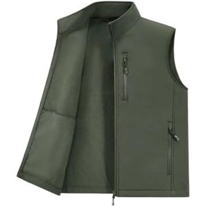 Vest Mouwloos Herenjack Softshell Vest Buiten Warm Plus Fluwelen Verdikt Vest Mouwloos Jasje(Grün,5XL)