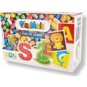 PlayMais Fun To Leather ABC Knutselset voor kinderen vanaf 3 jaar, motoriekspeelgoed met 550 stuks en 14 motiefsjablonen om te knutselen, bevordert creativiteit en fijne motoriek, natuurlijk speelgoed