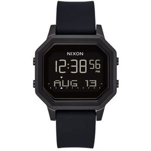 NIXON Siren SS A1211 - All Black - 100m Water Resistant Women's Digital Sport Watch (36mm Watch Face, 18mm-16mm Silicone Band)