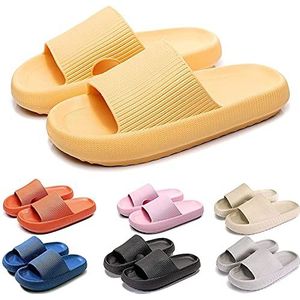 Chagoo Cloud Sliders Vrouwen Mannen Sneldrogende Badkamer Platform Douche Kussen Slides, Geel, 2.5/3 UK Wide