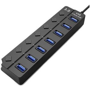 USB 3.0 Hub Snelle Snelheid 4/7 Poort Met Power Adapter Schakelaar LED Indicator For Laptop Pc Computer Accessoires HUB3.0 Snel Veilig(7 port with plug)