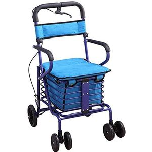 Rollator Walker Winkelwagen Winkelwagen Boodschappenwagen, 4 wielen, trolley voor gemakkelijk op te bergen, ondersteuning voor wandelen, mobiliteit, klein geschenk