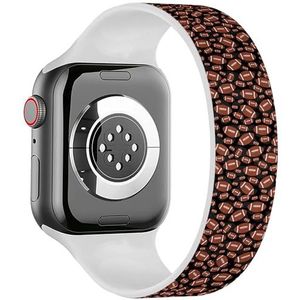 Solo Loop band compatibel met alle series Apple Watch 42/44/45/49mm (bruin zwarte voetbaltegel) rekbare siliconen band band accessoire, Siliconen, Geen edelsteen