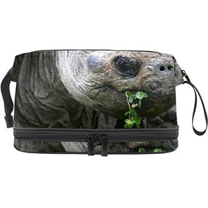 Grote capaciteit reizen cosmetische tas,Schildpad eten glas,Make-up tas,Waterdichte make-up tas organisator, Meerkleurig, 27x15x14 cm/10.6x5.9x5.5 in