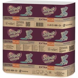 Selpak Professionele Z-vouw papieren handdoeken, 2ply wegwerp handdoeken 12x200, (totaal 2400), absorberende witte papieren handdoek ideaal voor particulieren/bedrijven