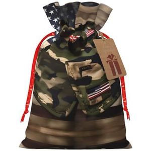 Camo Amerikaanse vlaggen stoffen geschenkzakje voor Kerstmis en speciale gelegenheden - verschillende maten beschikbaar