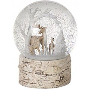 Kerst herten sneeuwbol - Beuatiful wintersc�ne op houteffect basis
