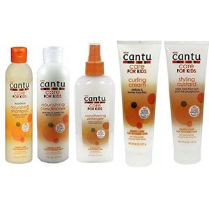 CANTU Verzorging voor kinderen Gentle Care Shampo + Conditioner + Detangler + Curling Cream And Custurd Set van 5