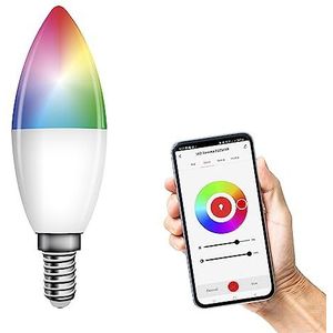EMOS GoSmart Smart Home RGB LED-lamp, kaars met app, E14, dimbaar, meerkleurig en wittinten, 470 lm, zuinig, 4,8 W (in plaats van 40 W gloeilamp), 20.000 uur, compatibel met ZigBee, Google Home en