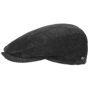 Lipodo Cord Flatcap heren/dames/kinderen - Made in Italy - Flatcap van katoen - Flatcap met voering - Capmaten 49-61 cm - Cord cap zomer/winter - L (58-59 cm) zwart