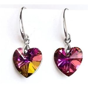 Charm Multi-Color Crystal Glass Hart kralen hanger ketting oorbel, Eén maat, Agaat