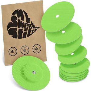 MySweetStitch | Pleister voor de Freestyle Libre 1 & 2 Sensor met VENTILATIEGAT | Waterdicht, ademend en huidvriendelijk Rond (10 stuks) | Made in Germany | Buiten Ø 65mm, binnen Ø 6mm | Groen