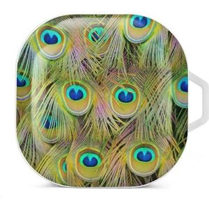 The Tailfeathers of A Male Peacock Earbuds Case Compatibel met Samsung Hard Shell Beschermhoes Wit-Stijl
