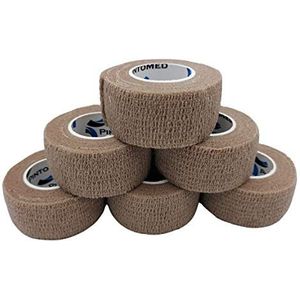 PintoMed - 6 x Huidskleur - Samenhangend Verband - Cohesive Bandage - 6 rollen x 2,5 cm x 4,5 m Zelfklevende flexibele verbanden, EHBO, sportverbandverbanden - Pak van 6