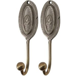 Vintage wandhaken als handdoekhouder, kledinghaak, garderobehaken in zilver - haken in landelijke stijl van metaal voor kleding - decoratieve sleutelhaken 10 cm voor het ophangen van sleutels,