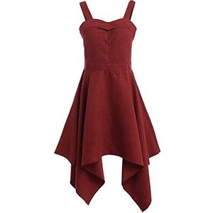 GRACEART vrouwen Steampunk gotische Sling jurk onregelmatig snijden Retro kostuum, XL, Wijn Rood