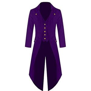 ShiFan Smoking Steampunk herenjas, windjack, vintage, jas, gothic, Victoriaanse korset, feest, carnaval, cosplay kostuum, Paars, M