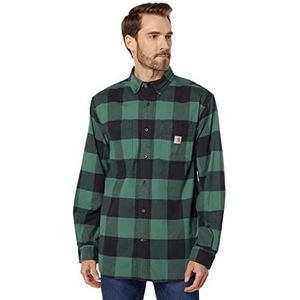 Carhartt Heren Workwear Relaxed Fit Midweight Flannel L/S Plaid Shirt, groen (slate green), L